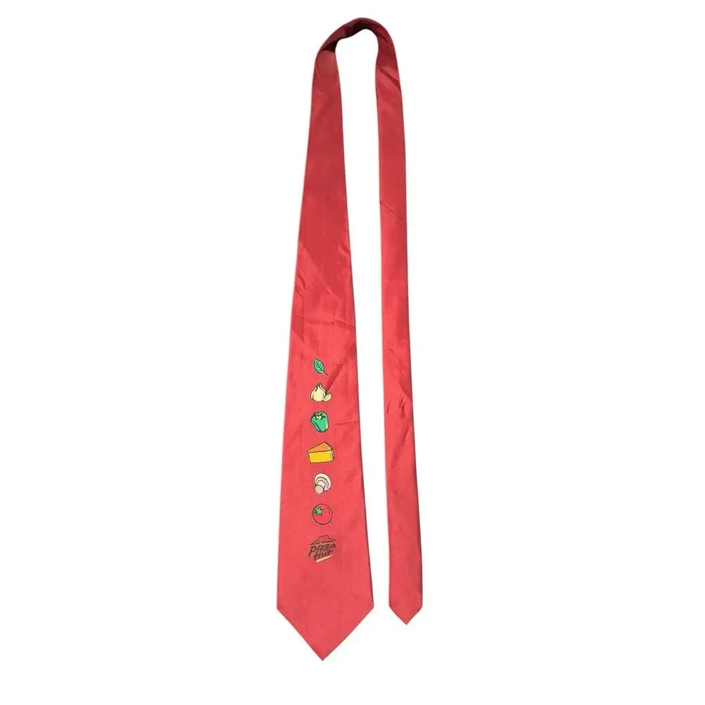 Pizza Hut Ingredients Manager Employee Necktie Tomato Cheese Garlic Logo